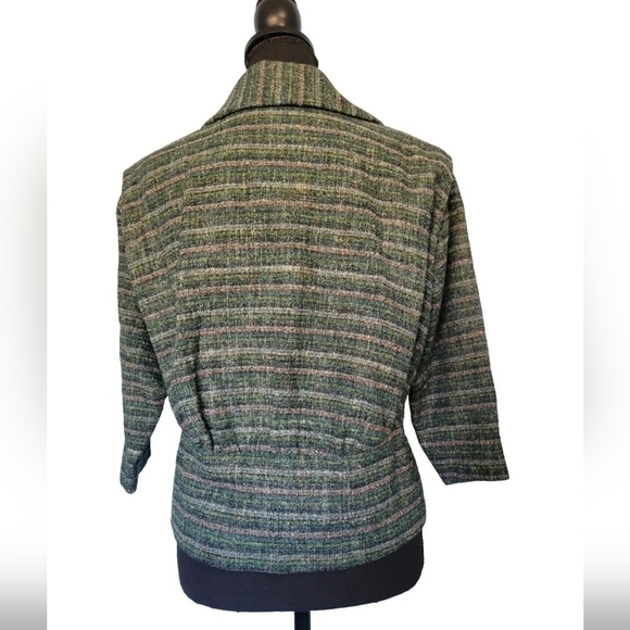 Vntg Mitsukoshi Striped Blazer in Green Size Small? - Picture 2 of 14